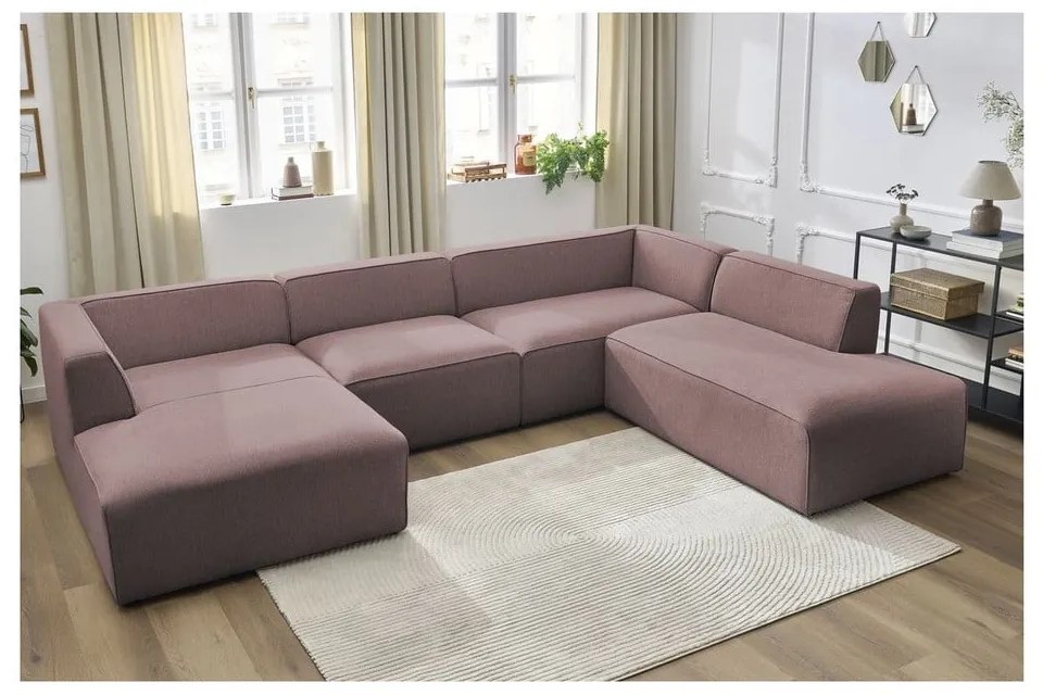 Różowy narożnik modułowy (prawostronny/w kształcie litery U) Megeve – Bobochic Paris