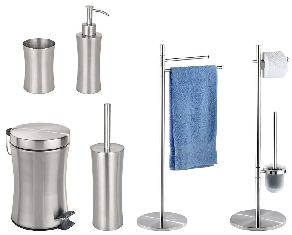 Pojemnik na szczotkę PIENO + szczotka WC, stal nierdzewna, WENKO