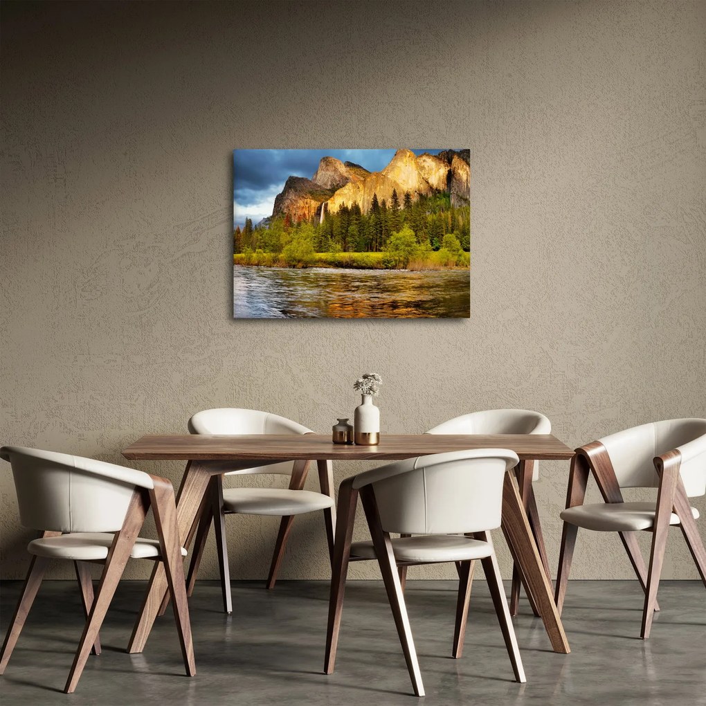 Obraz- Skały nad jeziorem (70x50 cm)