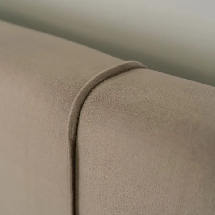 Łóżko Tapicerowane 160x200 cm ze Stelażem i Pojemnikiem Dwuosobowe TINGA Welurowe Beżowe Sypialniane