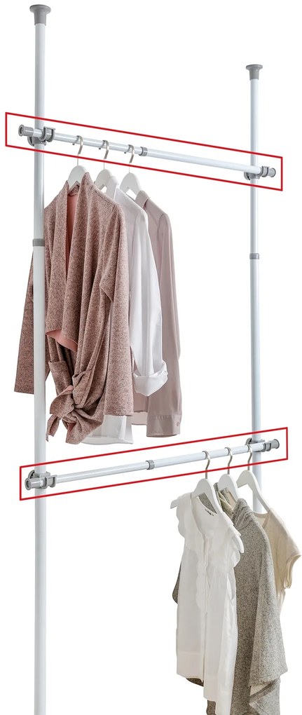 Szyna do garderoby, drążek do ubrań HERKULES 2 sztuki, 75-120cm, WENKO