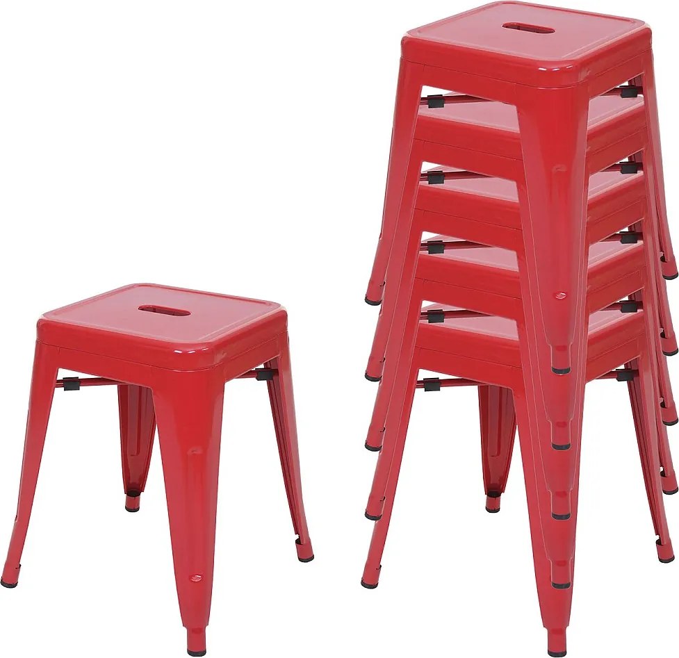 Stołek metalowy MCW-A73 (zestaw 6 sztuk),  czerwony