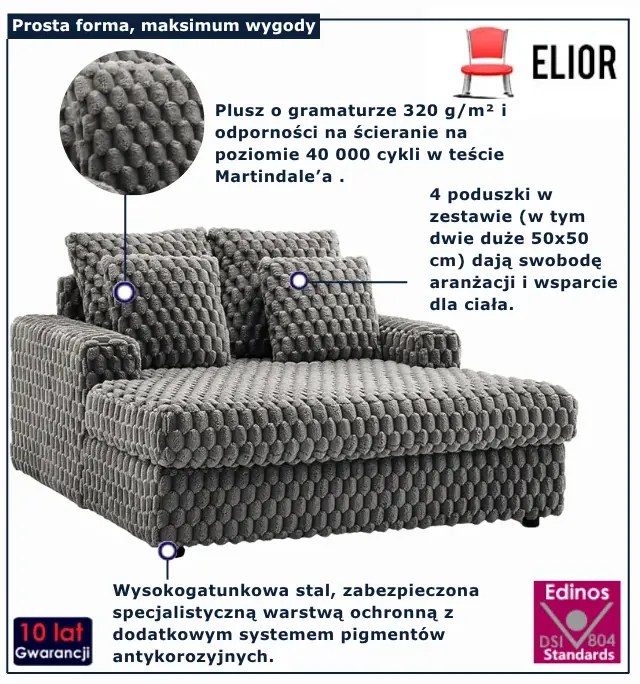 Nowoczesny szary fotel pluszowy W5-G44