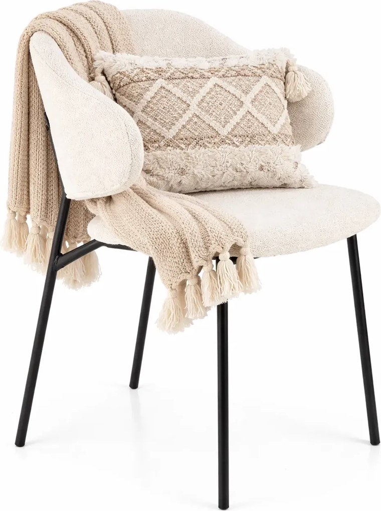 Kremowe nowoczesne krzesło tapicerowane D5-H72