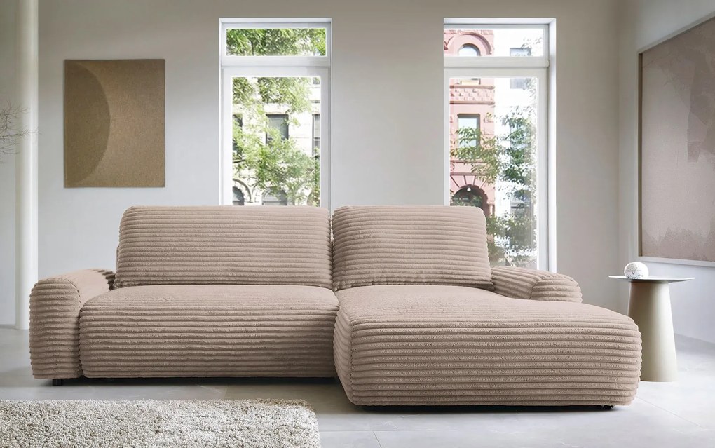 Sztruksowy narożnik rozkładany cappuccino E4-G38