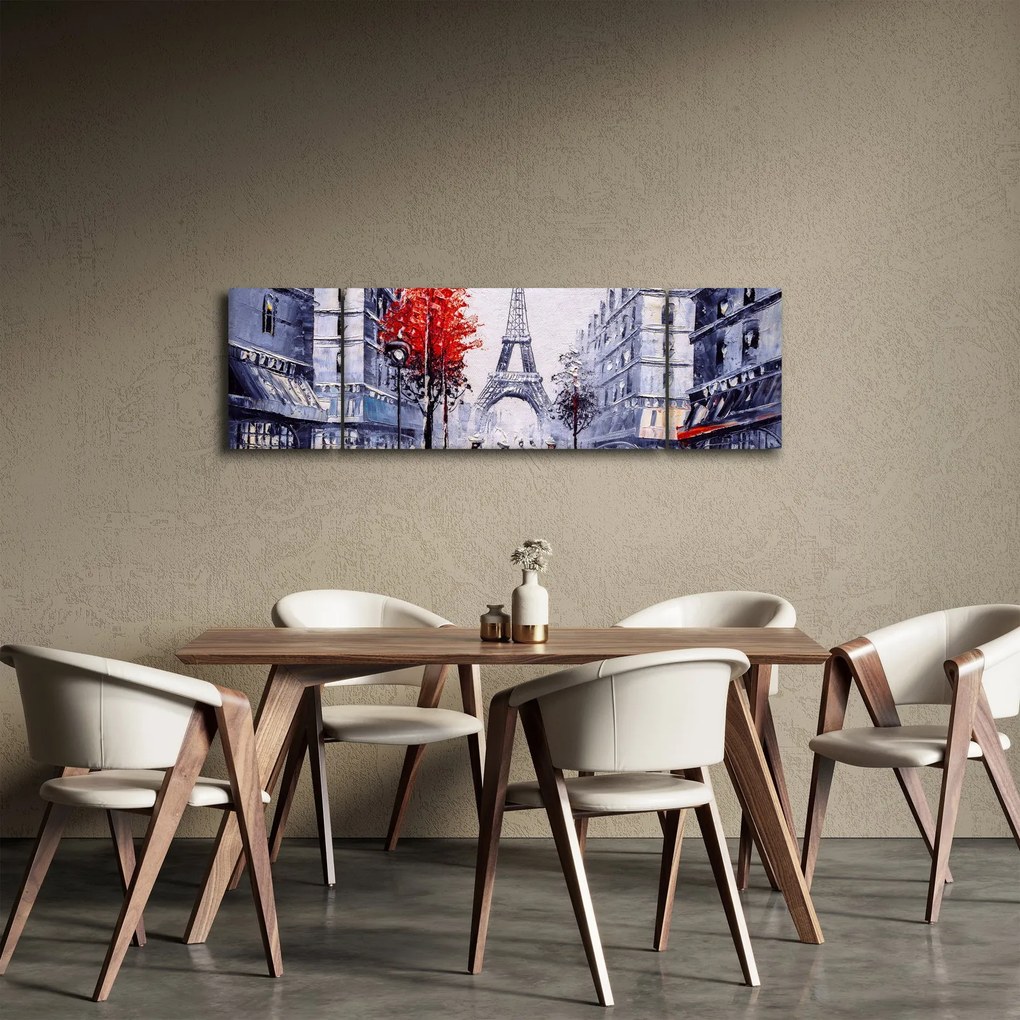 Obraz ulicy w Paryżu, obraz olejny (170x50 cm)