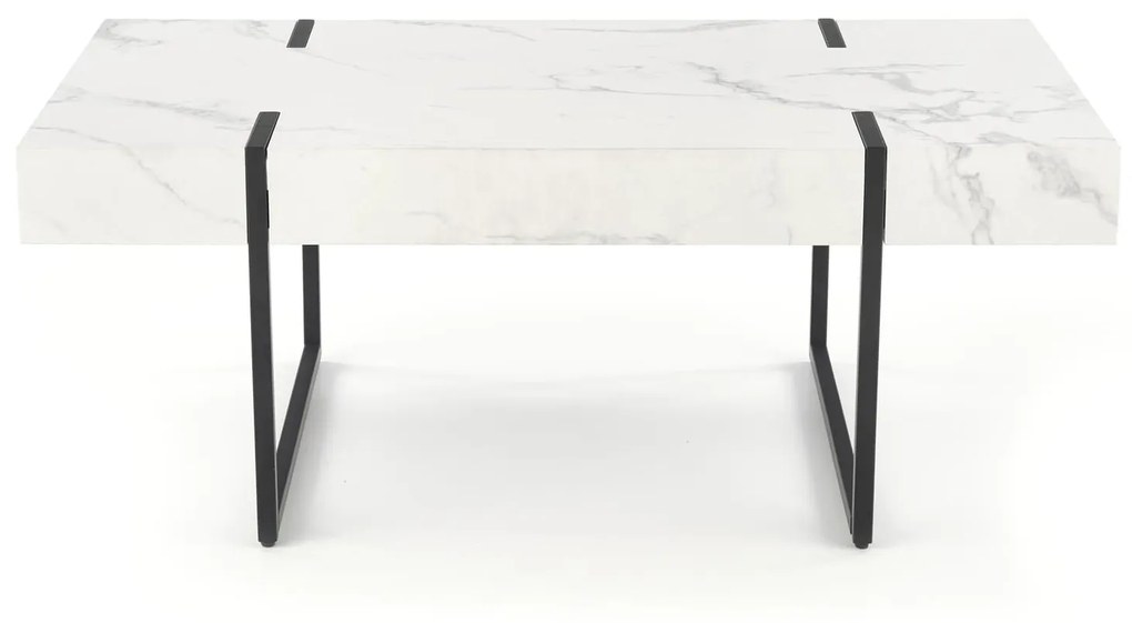 BOLIVAR ława biały marmur czarny, prostokątna, loft, glamour, nowoczesna