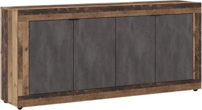 Komoda Czterodrzwiowa BLAGO 180 cm Ciemny Dąb/Grafit Loft