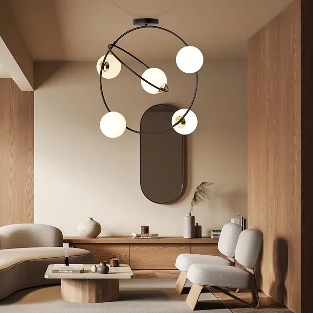 Nowoczesna lampa sufitowa z mlecznymi kloszami - D125-Senza