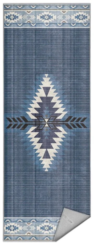 Niebieski chodnik odpowiedni do prania 80x200 cm Ethnic Geo – Mila Home