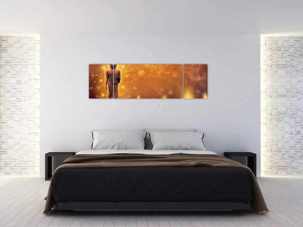 Obraz - Budda w złotym blasku (170x50 cm)