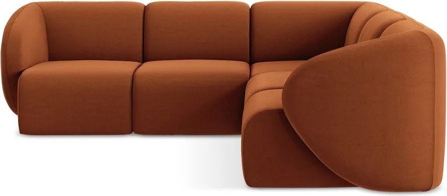 Aksamitny narożnik w kolorze terakoty Lani – Makamii