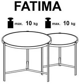 Zestaw 2 stolików FATIMA biały marmur/czarny HALMAR