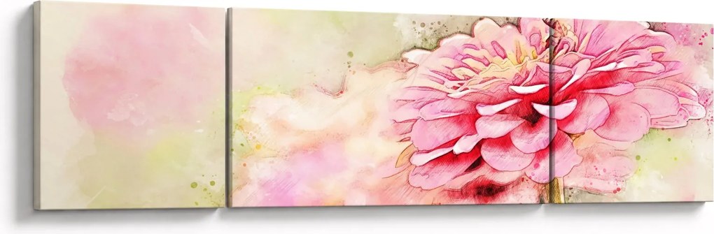 Obraz - Różowy kwiat, akwarela (170x50 cm)
