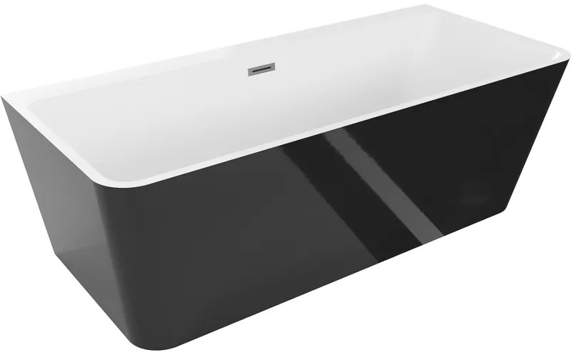 Mexen Volta wanna wolnostojąca przyścienna 170 x 75 cm, biała/czarna, przelew gun metal - 51131707575-95