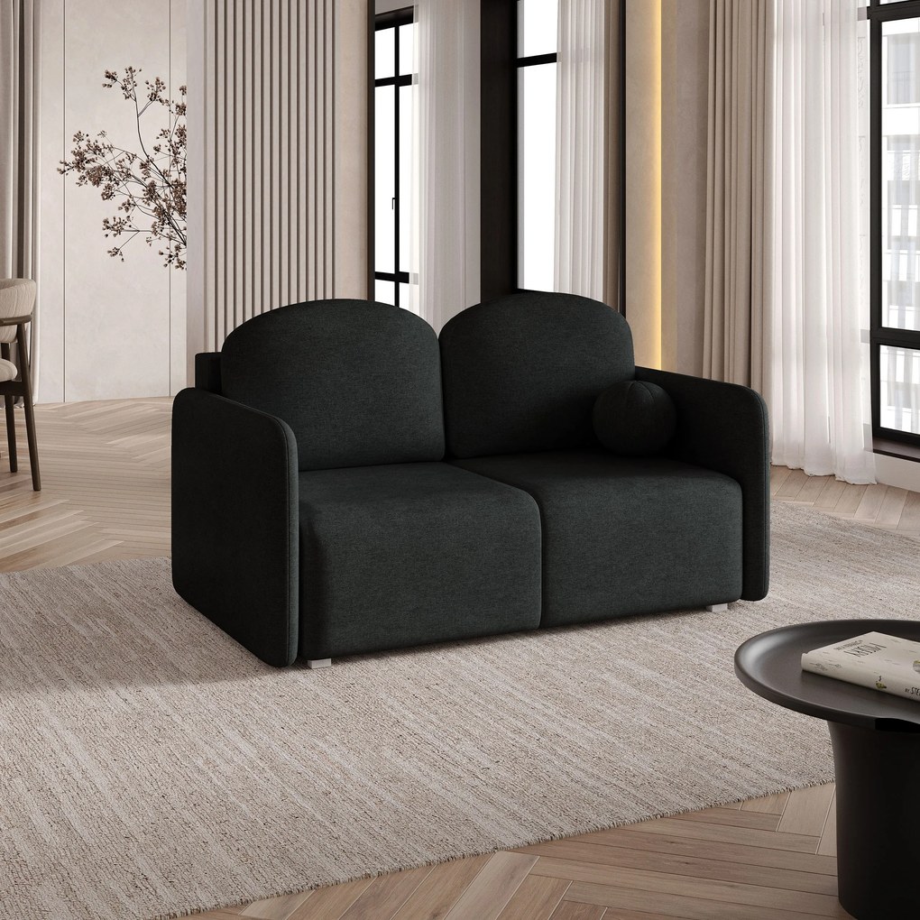Masseno Sofa SUVI II z funkcją spania i pojemnikiem na pościel, Rozkładana sofa - Czarny, NEVE 100