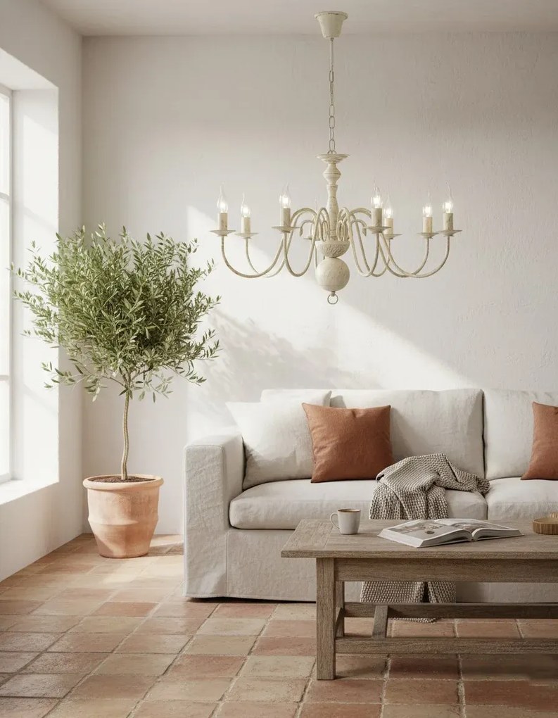 Biały antyczny żyrandol świecznik - E993 B9-F50