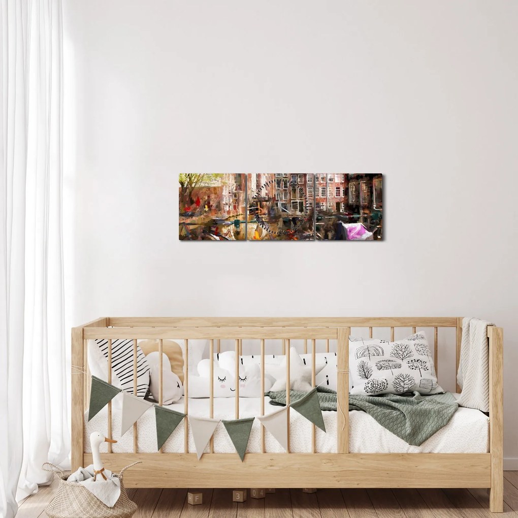 Obraz - Amsterdam (z zegarem) (90x30 cm)