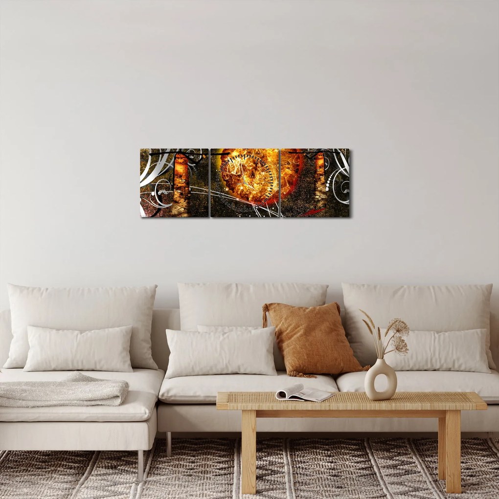 Obraz malarstwa z epoki starożytnej (z zegarem) (90x30 cm)