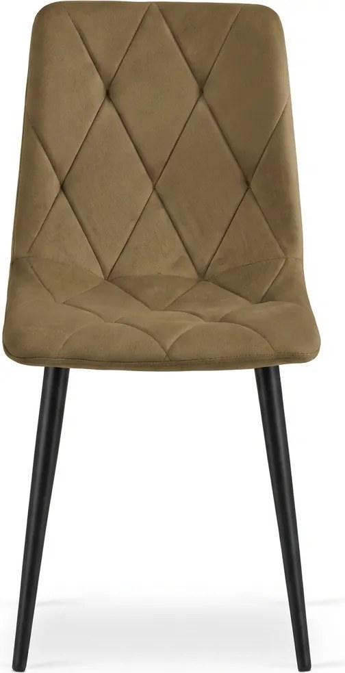 Brązowe aksamitowe krzesło LIBRA OLIVE BROWN z czarnymi nogami