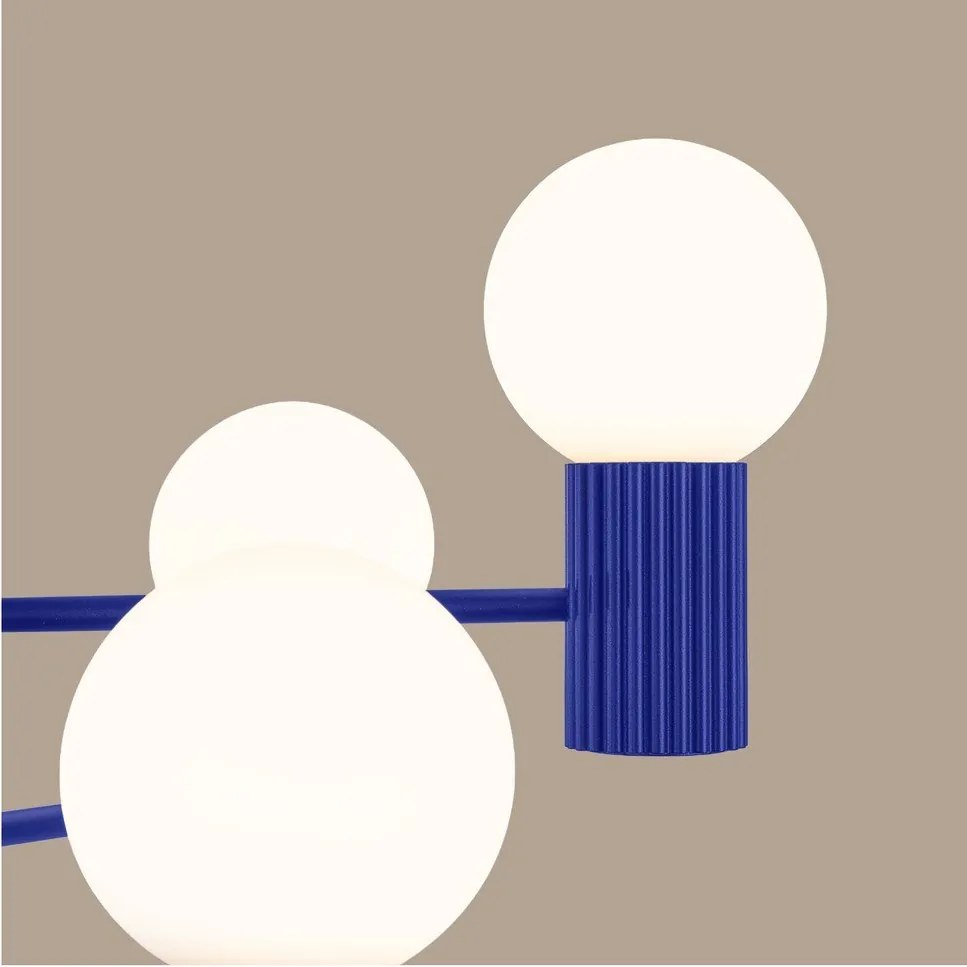 Niebieska lampa wisząca ze szklanym kloszem Orbital – Sollux