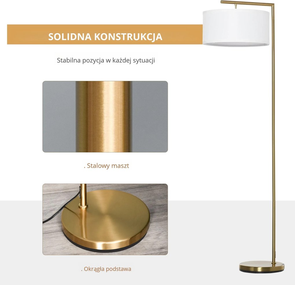 Lampa podłogowa Lampa stojąca oprawka E27 do salonu metal stal len | Aosom.pl