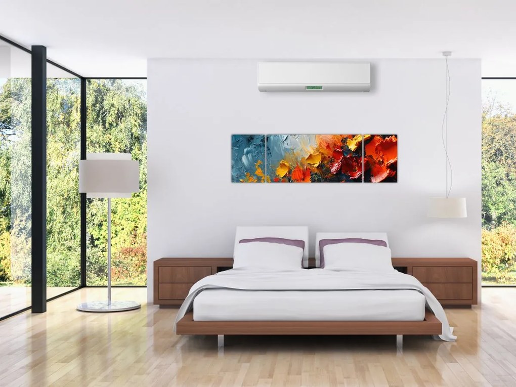 Obraz - Abstrakcyjny obraz kwiatów III. (170x50 cm)