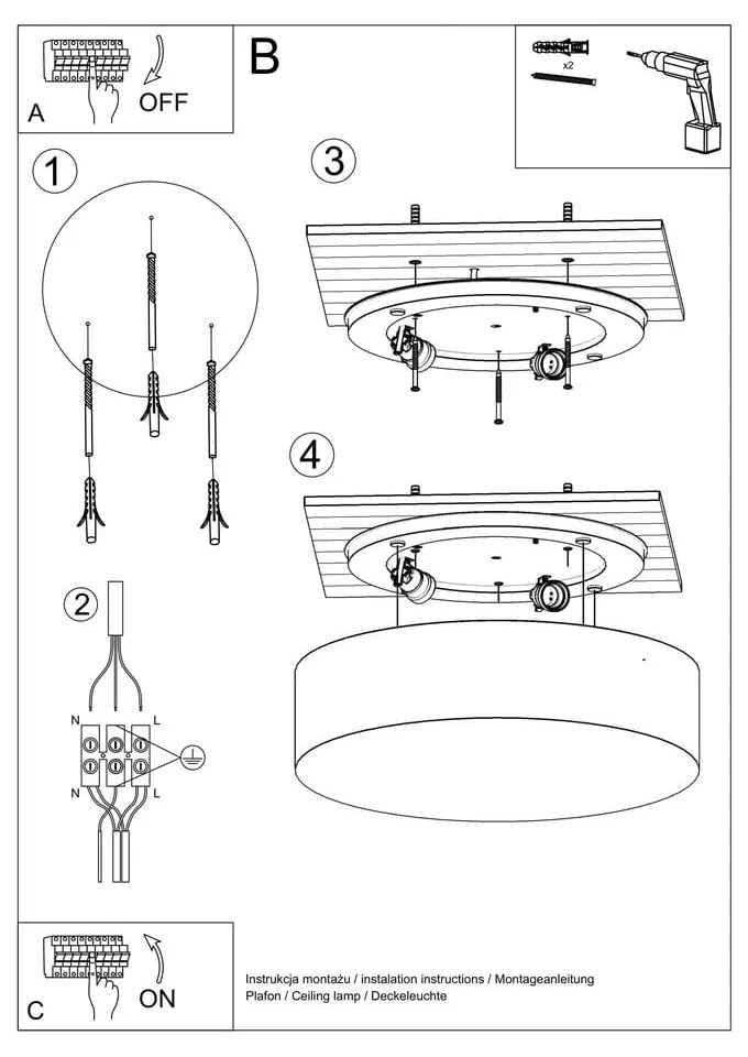 Biała lampa sufitowa Nice Lamps Atis Ceiling 45