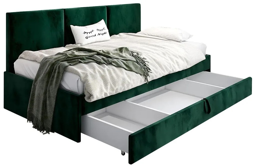 Zielony welwetowy tapczan dziecięcy E9-P87