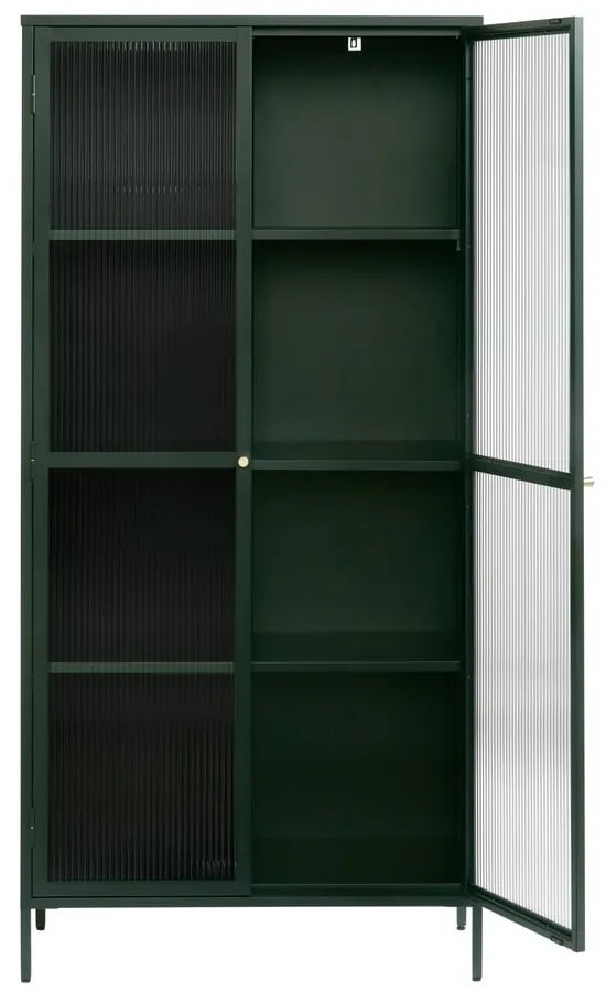 Ciemnozielona metalowa witryna 90x190 cm Bronco – Unique Furniture
