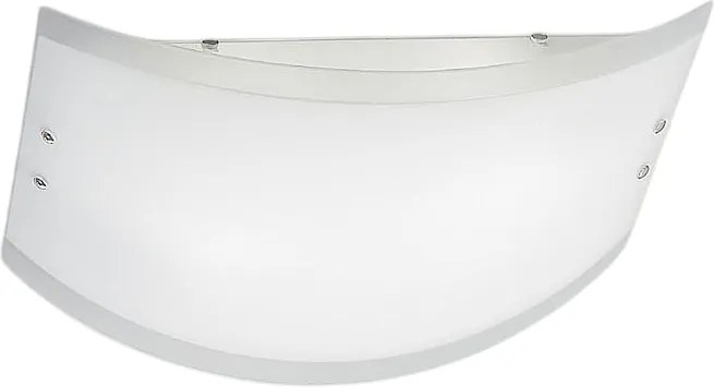 Lampa sufitowa Lecce z białego szkła satynowego 32,5x23 cm, metalowa rama z chromem, 2xE27 max 42W, IP20, elegancki design, bez żarówek