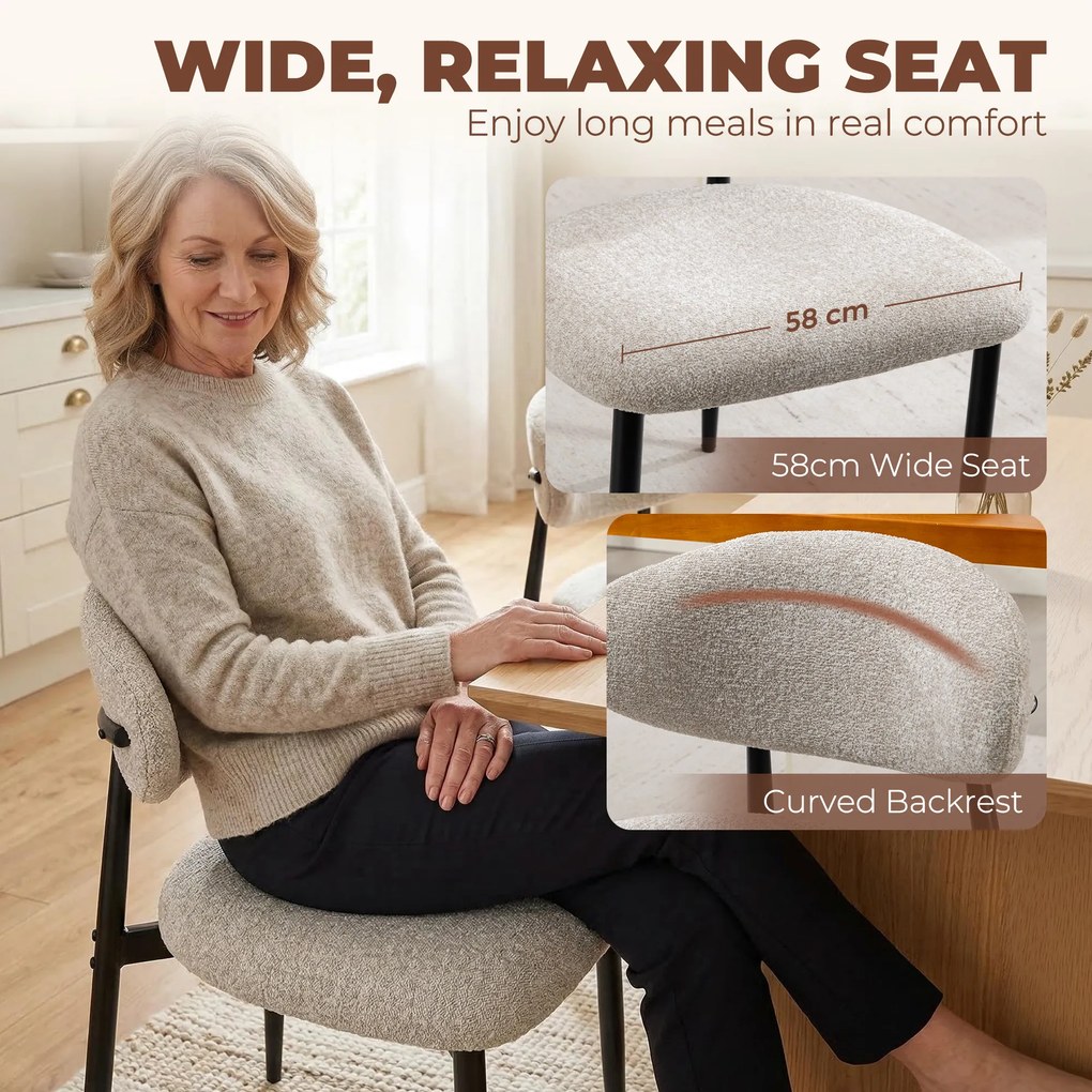 HOMCOM Tapicerowane krzesła do jadalni Krzesła kuchenne na stalowych nogach Beżowy | Aosom PL