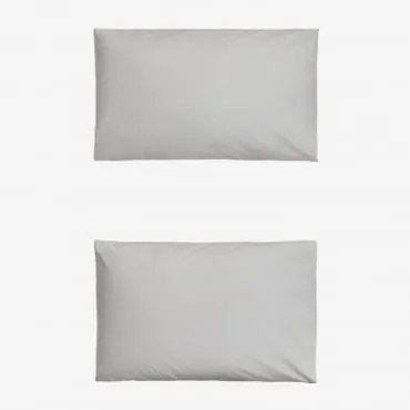 Pack 2 Poszewek Na Poduszki Z Perkalu Bawełnianego O Gęstości 180 Nitek Lesia Jasnoszary & 50 X 75 Cm - Sklum