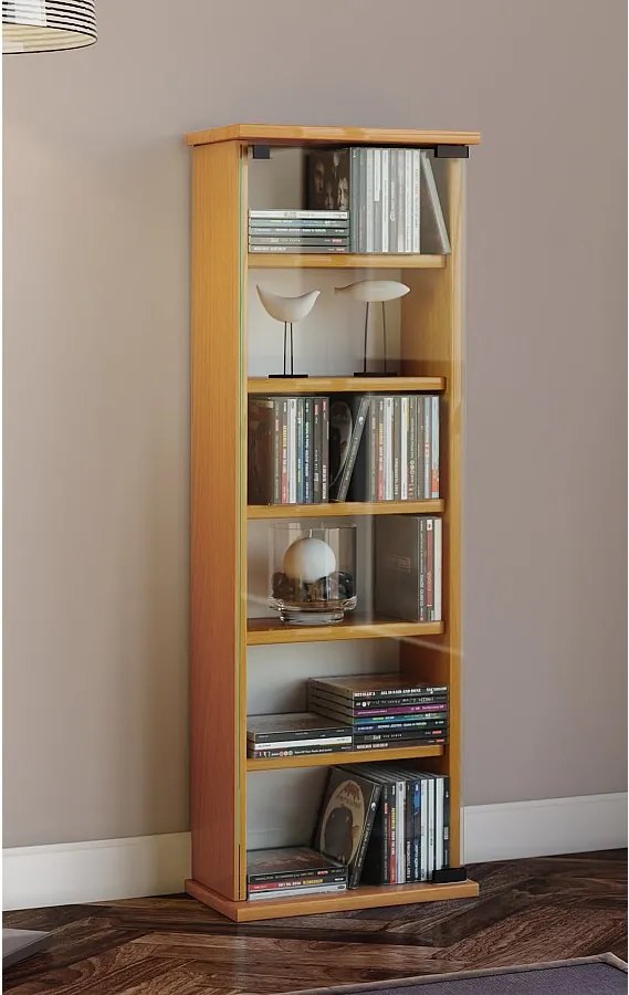 Drewno CD DVD Stand Shelf Vetro Drzwi szklane