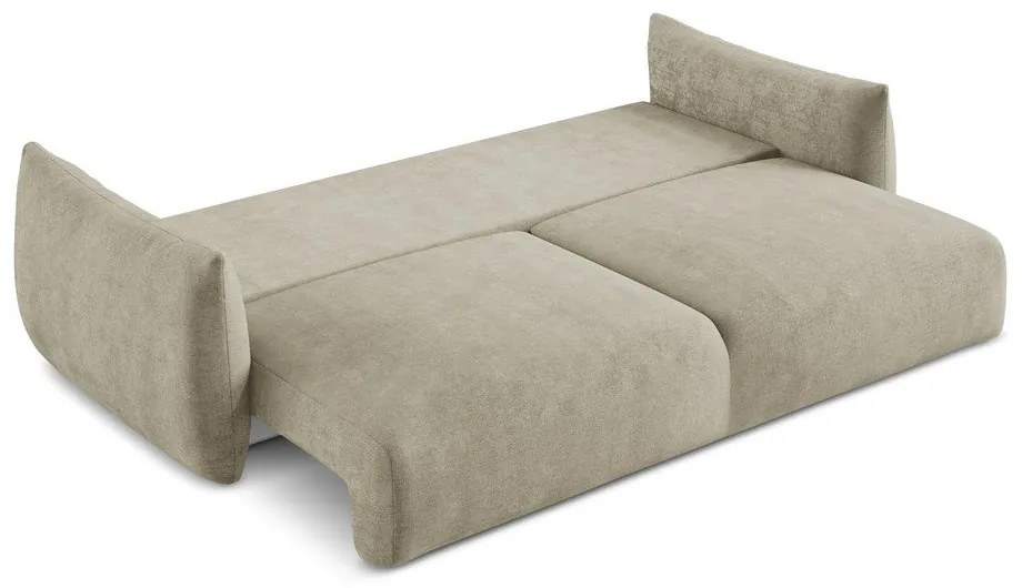 Beżowa rozkładana sofa z tkaniny szenilowej 230 cm Leila – Makamii