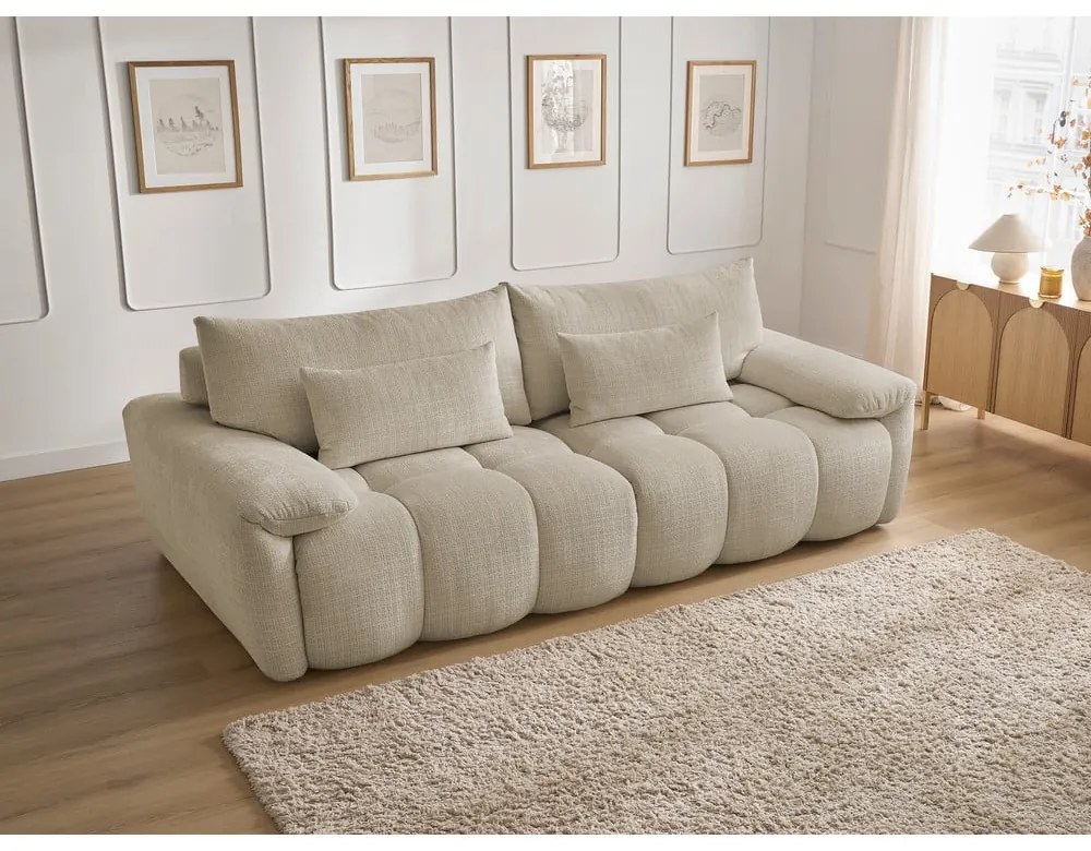 Beżowa sofa z tkaniny szenilowej 264 cm Ivane – Bobochic Paris