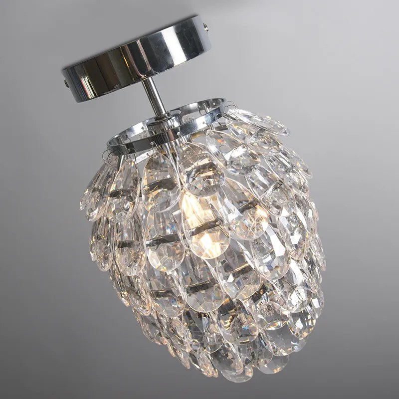 Lampa wisząca w stylu art deco stal 19 cm z możliwością ściemniania - Bling ArtDeco Oswietlenie wewnetrzne