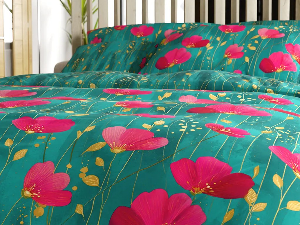 PrzytulneMieszkanie.pl PrzytulneMieszkanie.pl Bawełniana pościel VIVIDELLE POLY zielona Rozmiar pościeli: 2 szt 70 x 90 cm | 200 x 220 cm