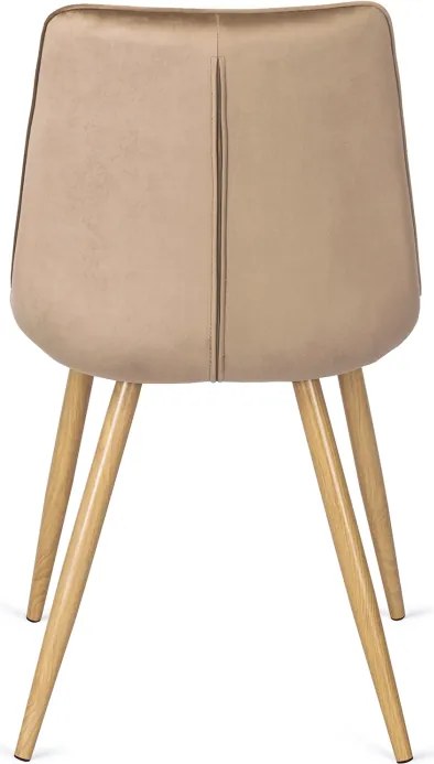 Krzesło Tapicerowane do Salonu RODRI Beżowe Welurowe Nowoczesne