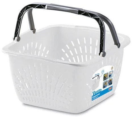 Plastikowy kosz VENTO z uchwytami, 40 x 40 x 23 cm