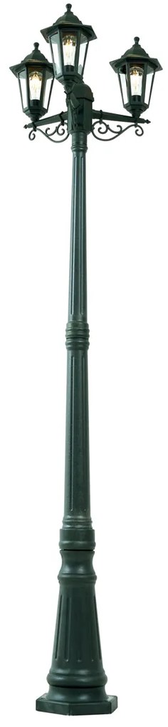 Zewnetrzna Klasyczna latarnia ogrodowa ciemnozielona 217cm 3-światła IP44 - New Haven klasyczny/Antyczny Oswietlenie zewnetrzne