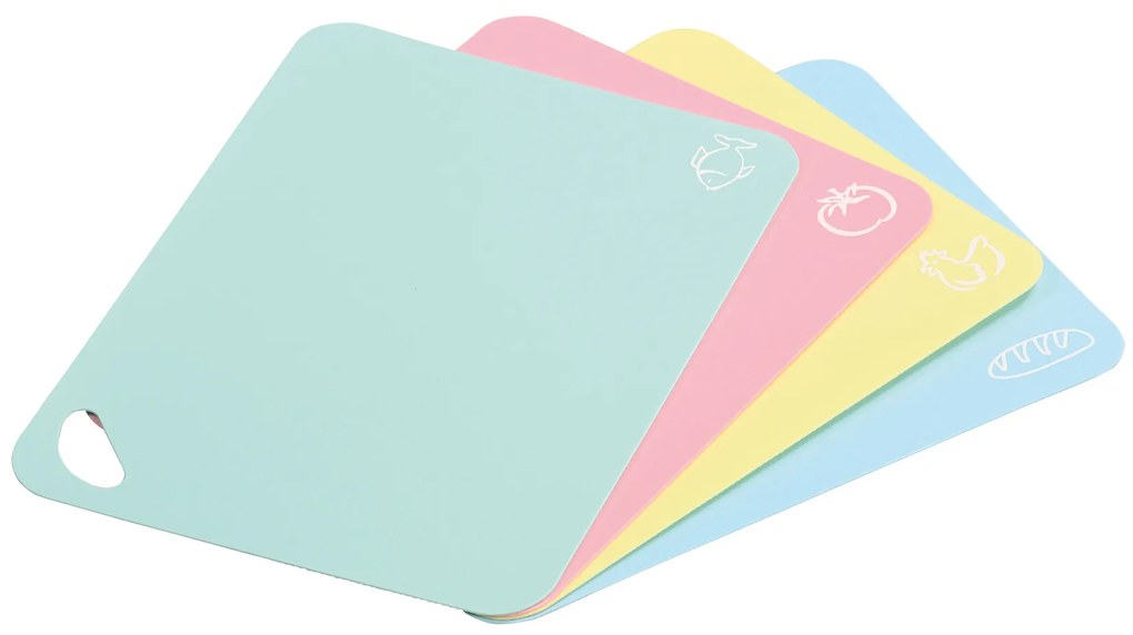Zestaw pastelowych mat do krojenia, 4 sztuki, 38 x 29 cm, Kesper