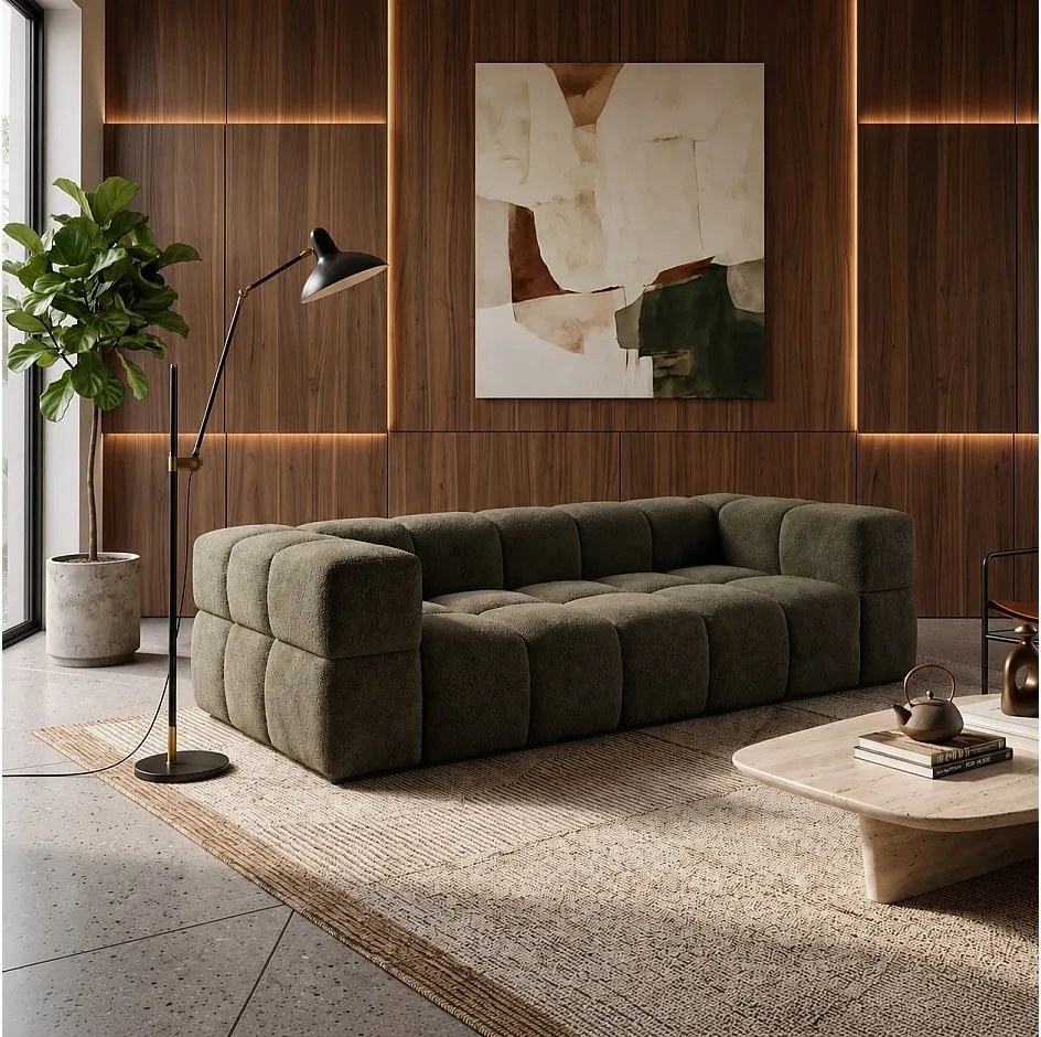 RUBI – sofa 3-osobowa z funkcją spania 150x202 cm, tkanina Anthology 12 ciemnozielona