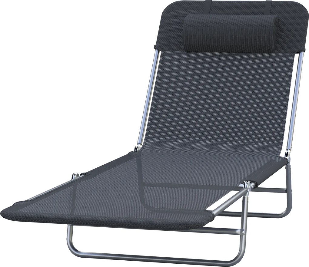 Outsunny Składany Leżak Ogrodowy Czarny Elegancja i Wygoda 182x56x28cm | Aosom PL