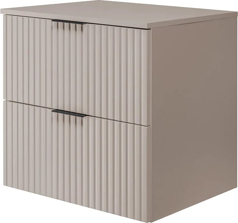 Szafka pod umywalkę, Kaszmir, 60 x 57 x 46 cm, uchwyt czarny + Blat