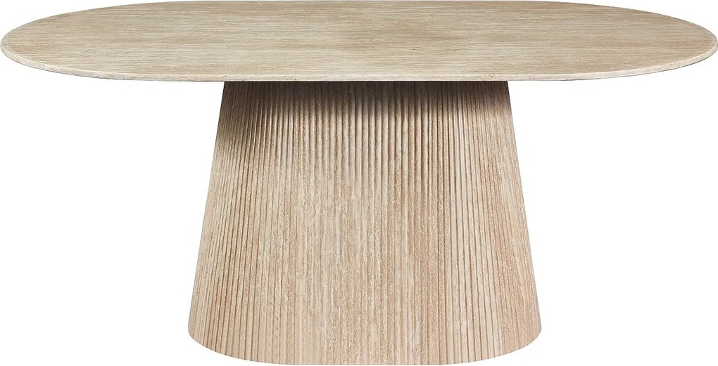 Stół do jadalni  dla 8 osób ze sztucznego marmuru - Efekt beżowego trawertynu - TIFULI