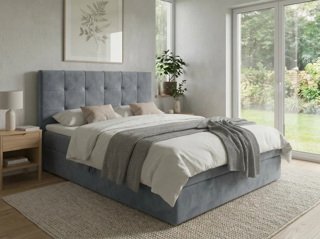 Tapicerowane łóżko boxspring DIRELIS TRINITY 160x200 cm szare Materac: Materac sprężynowy Bonell