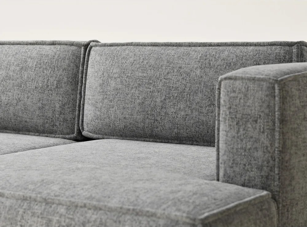 Szary rozkładany narożnik ze schowkiem z tkaniny szenilowej (prawostronny/z szezlongiem) Velto – Maison de Rêve