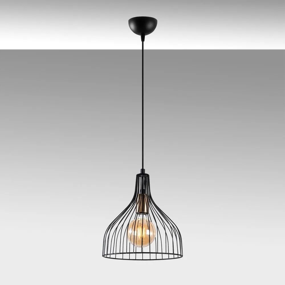 Czarna lampa wisząca z metalowym kloszem ø 25 cm Cafu – Opviq lights