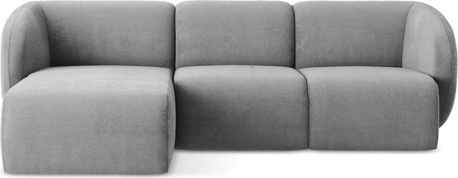 Szary narożnik z tkaniny szenilowej (lewostronny/z szezlongiem) Lani – Makamii